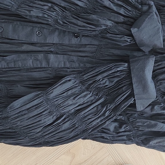 Zara Black Collared Rouched Oversized Shirt Small - Picture 5 of 7